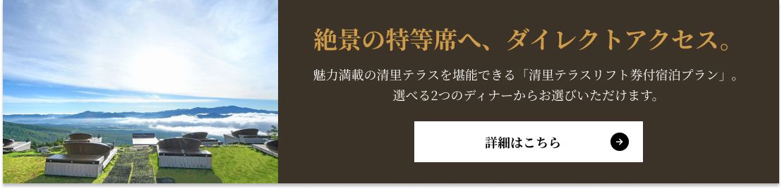 絶景の特等席へ、ダイレクトアクセス。