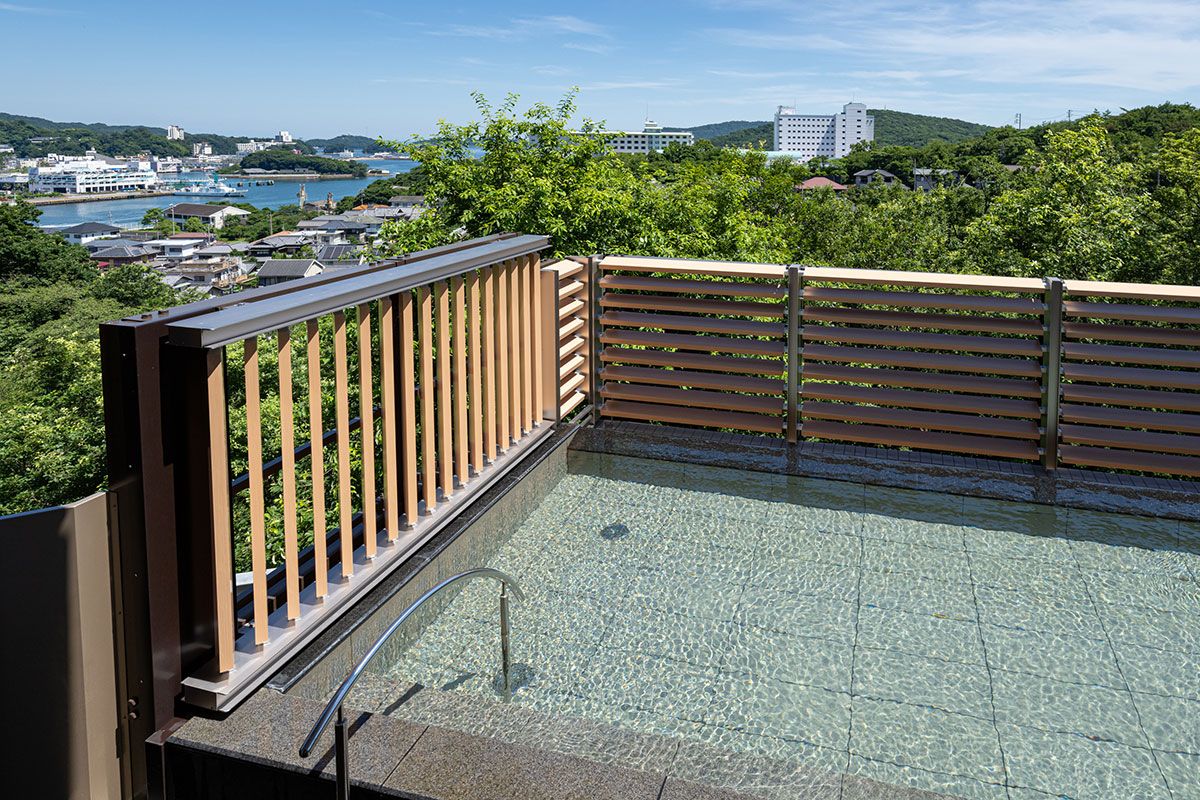 Open-air bath overlooking Toba Bay