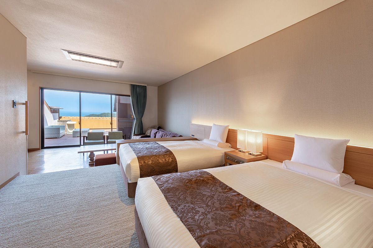 [Top floor ocean view with natural Hot springs open-air bath] Premium Twin