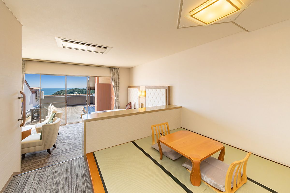 Premium Japanese-Western room with ocean view and natural Hot springs open-air bath