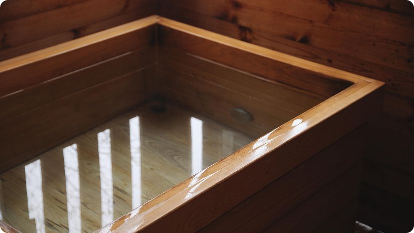 朝風呂は客室露天風呂で贅沢な時間を